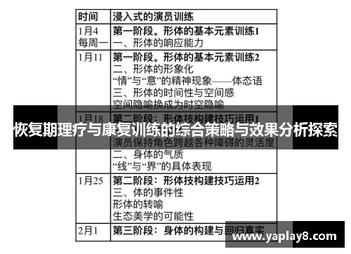 恢复期理疗与康复训练的综合策略与效果分析探索